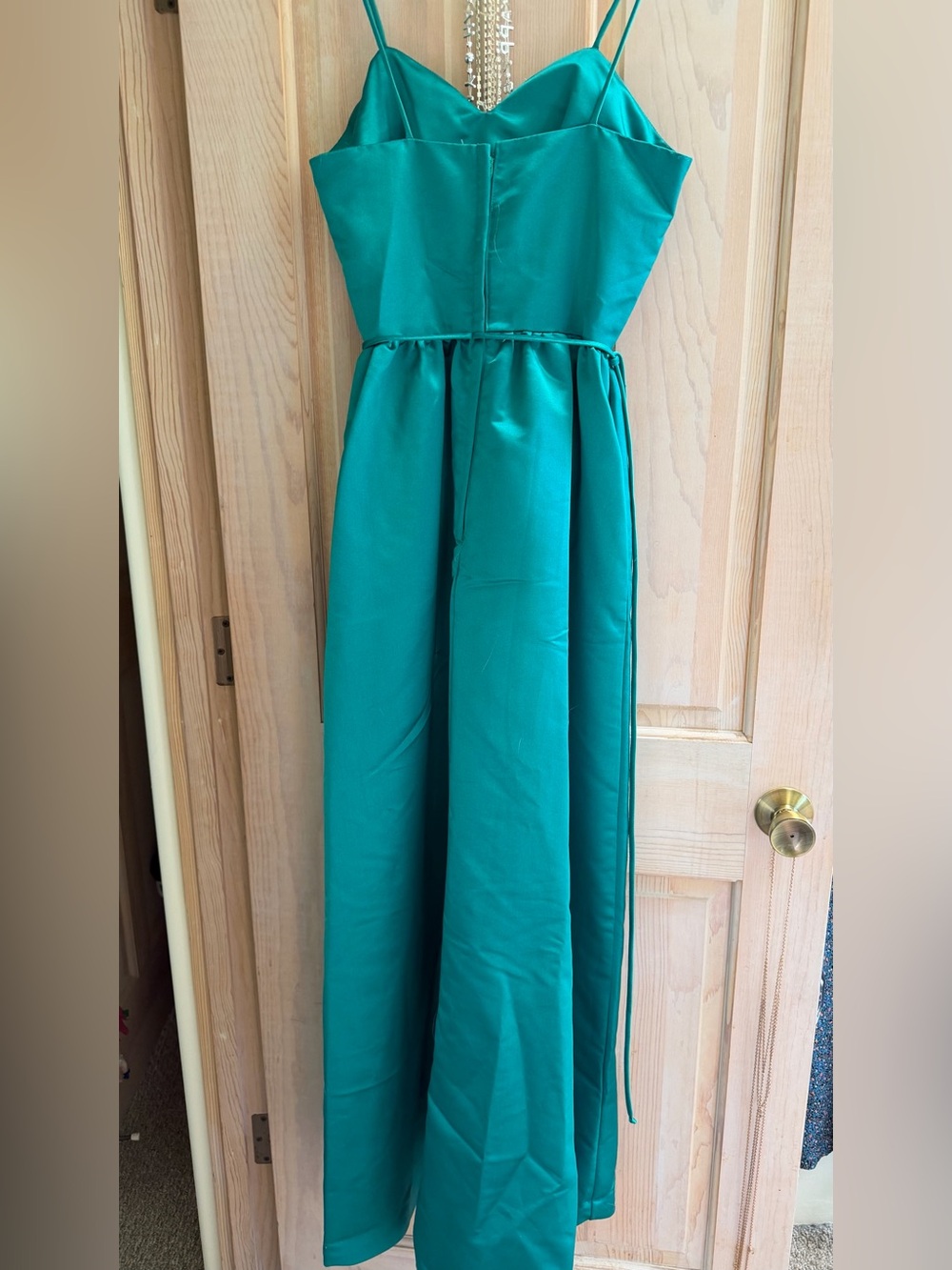 Girls Teal Green Sleeveless Party Dress - Picture 3 of 4